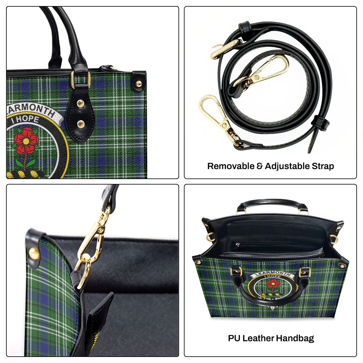 Learmonth Tartan Crest Leather Handbag