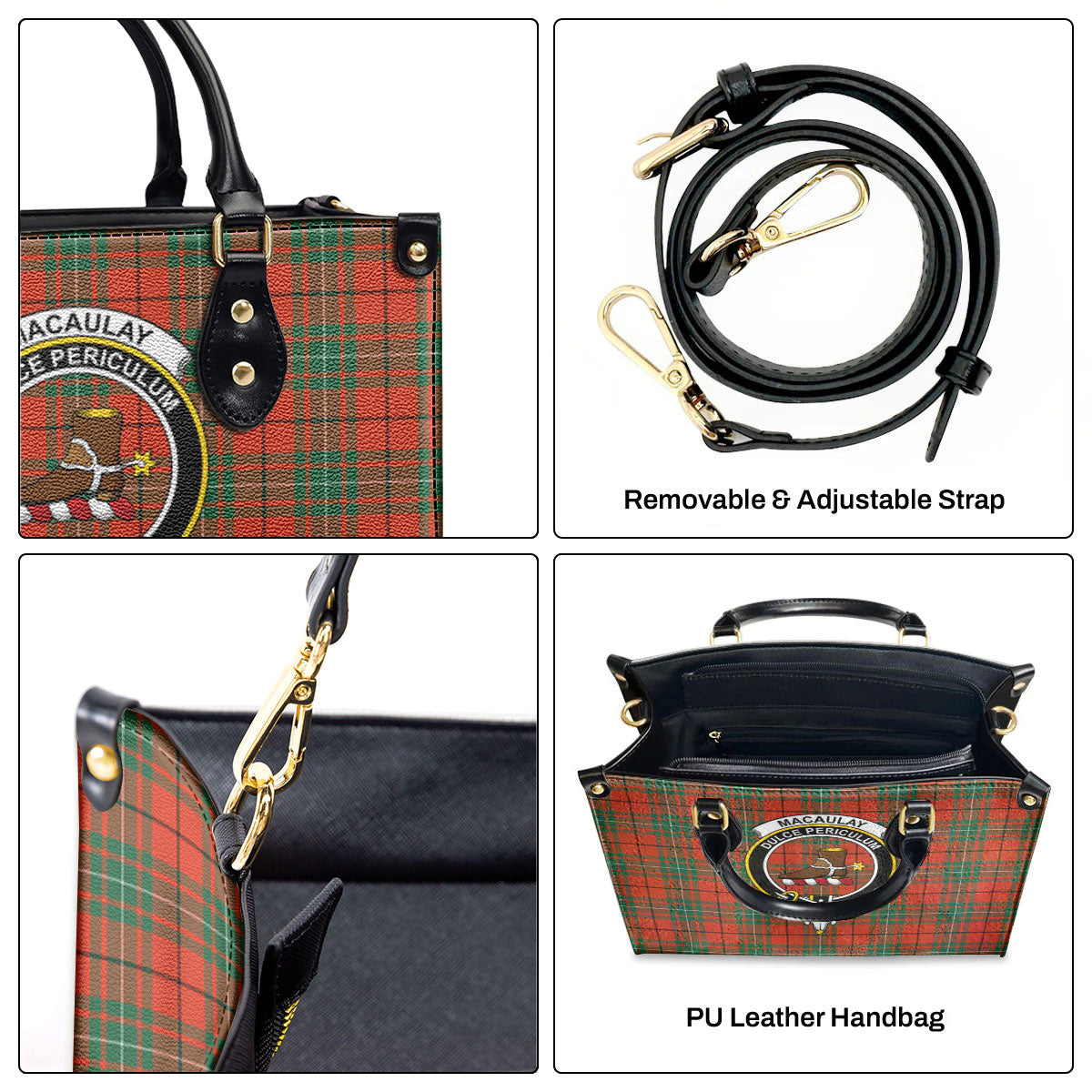 MacAulay Ancient Tartan Crest Leather Handbag