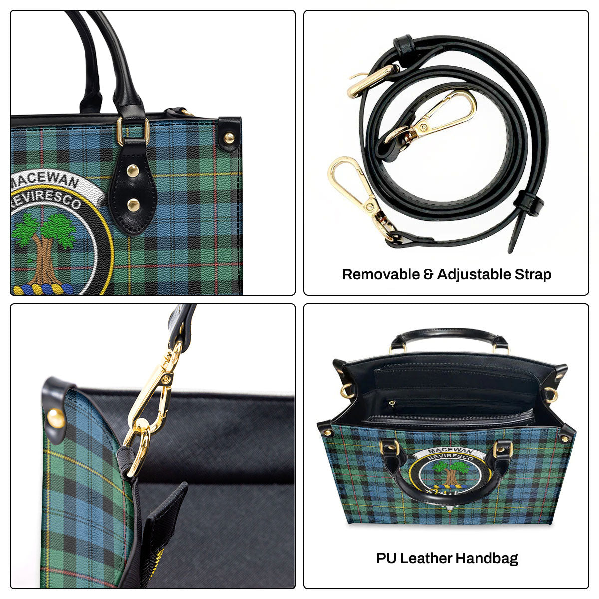 MacEwan Ancient Tartan Crest Leather Handbag