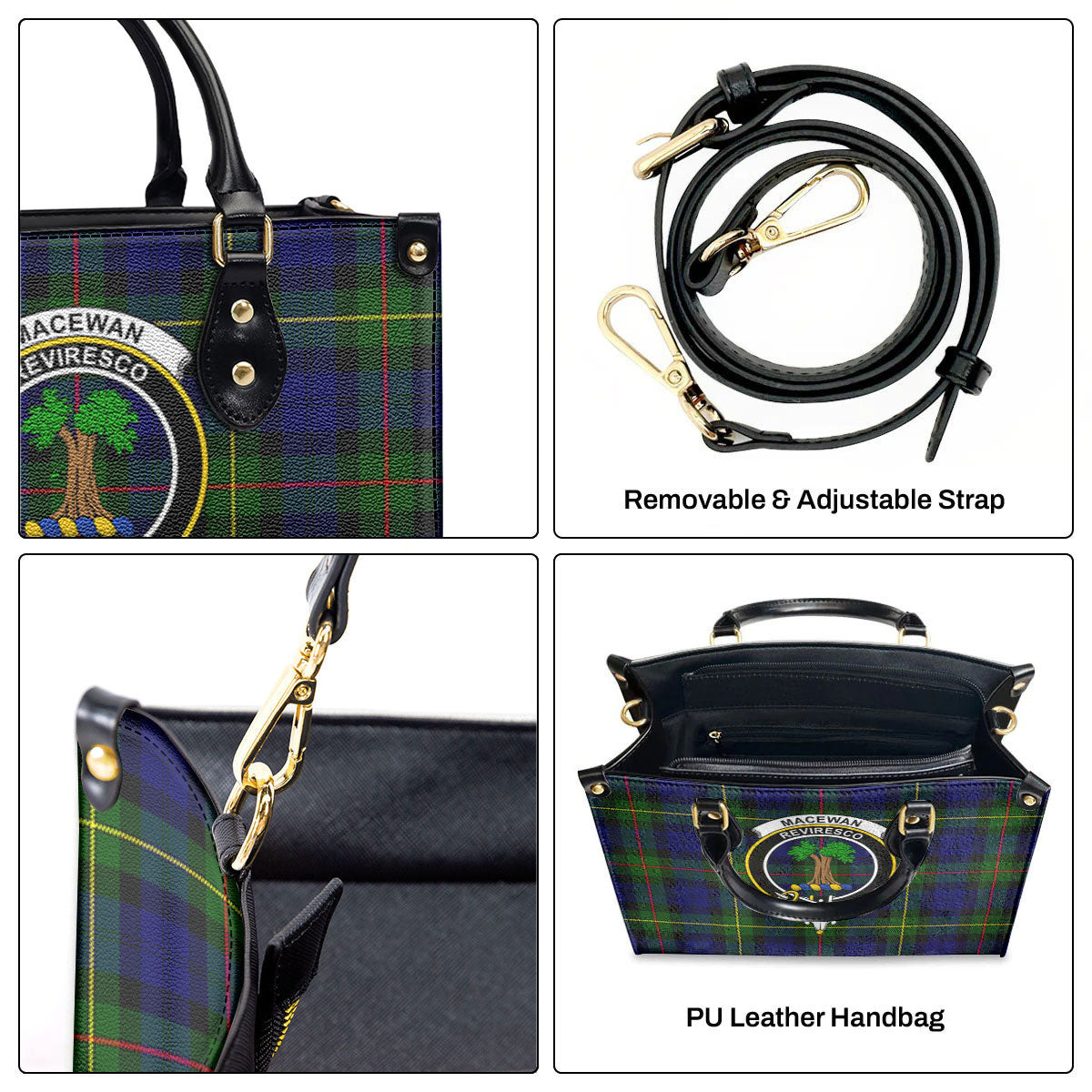 MacEwan Modern Tartan Crest Leather Handbag