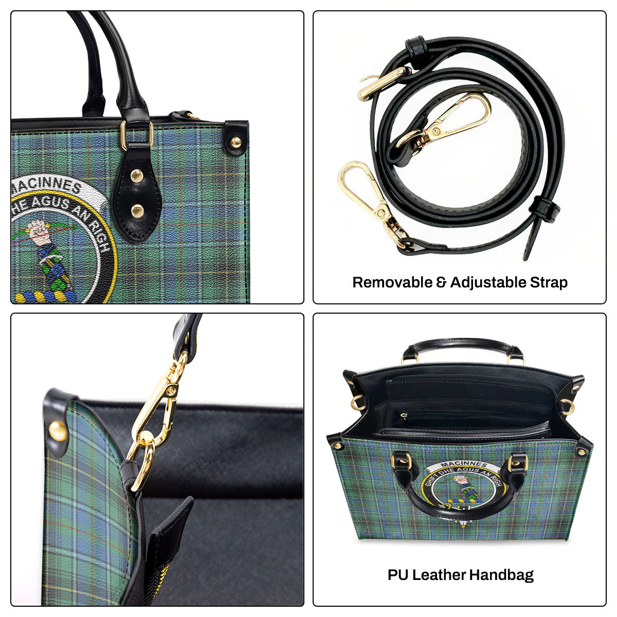 MacInnes Ancient Tartan Crest Leather Handbag