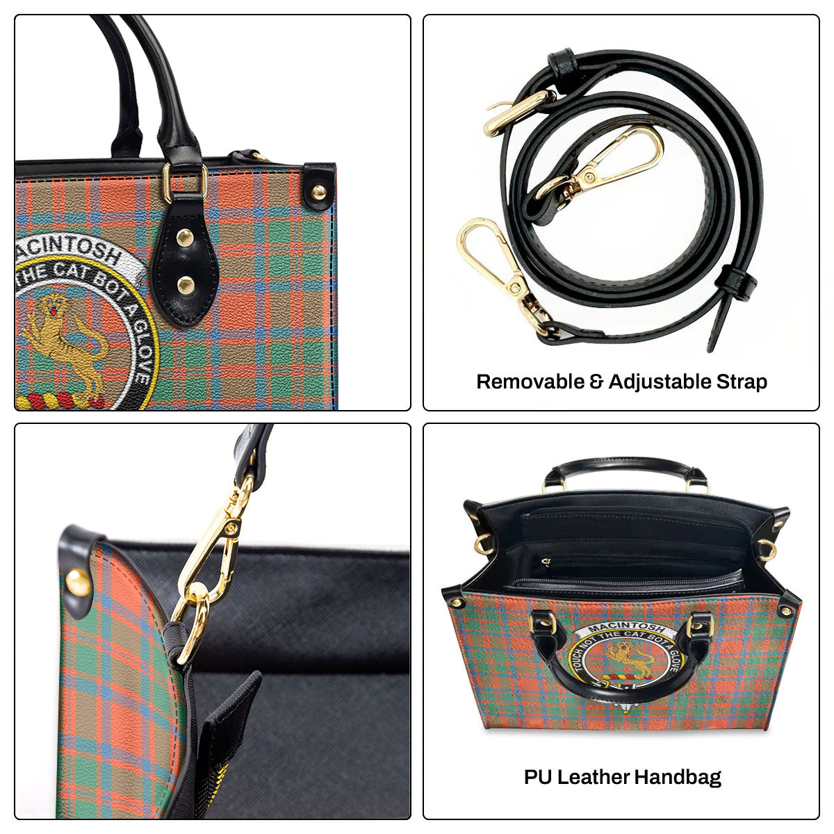 MacIntosh Ancient Tartan Crest Leather Handbag