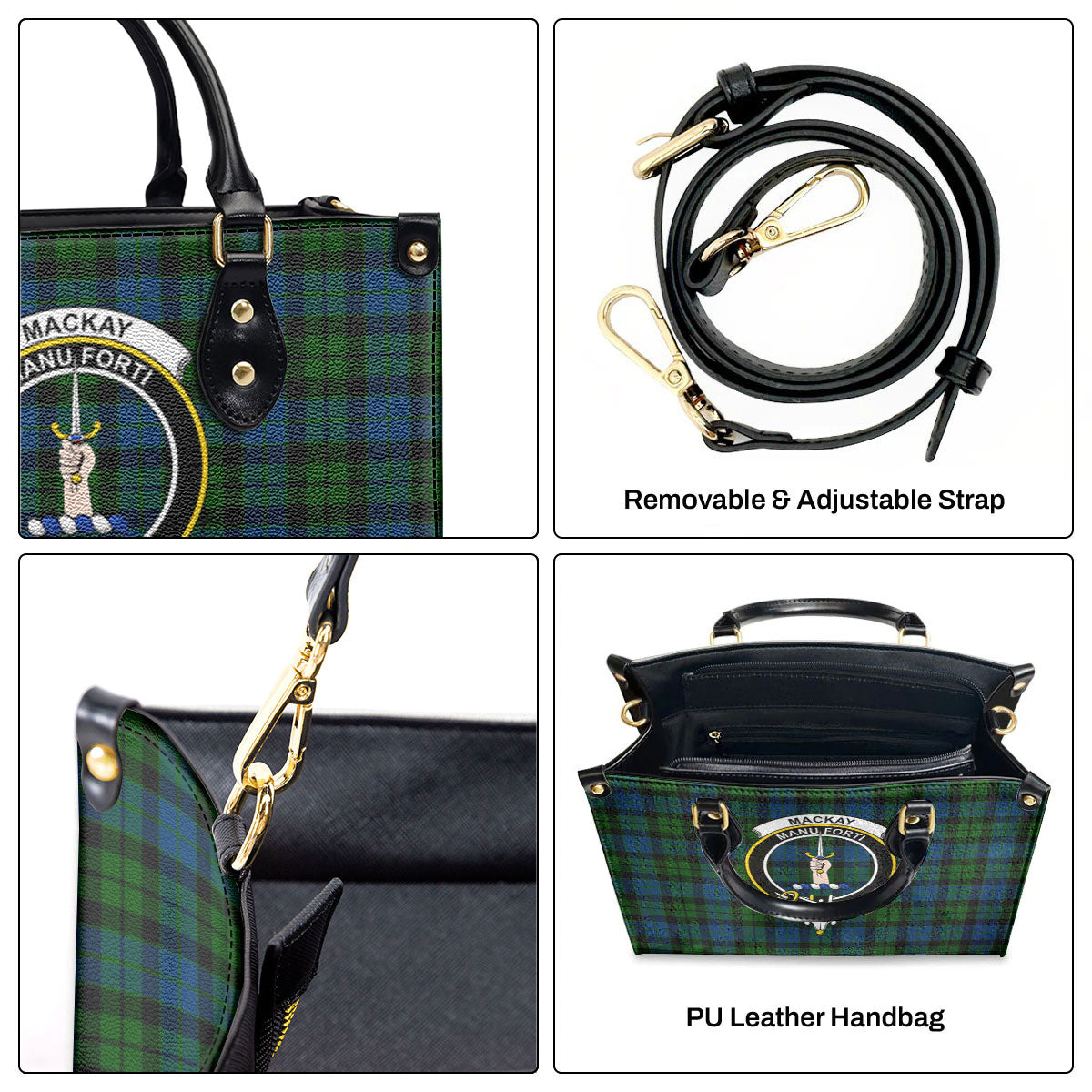 MacKay Modern Tartan Crest Leather Handbag