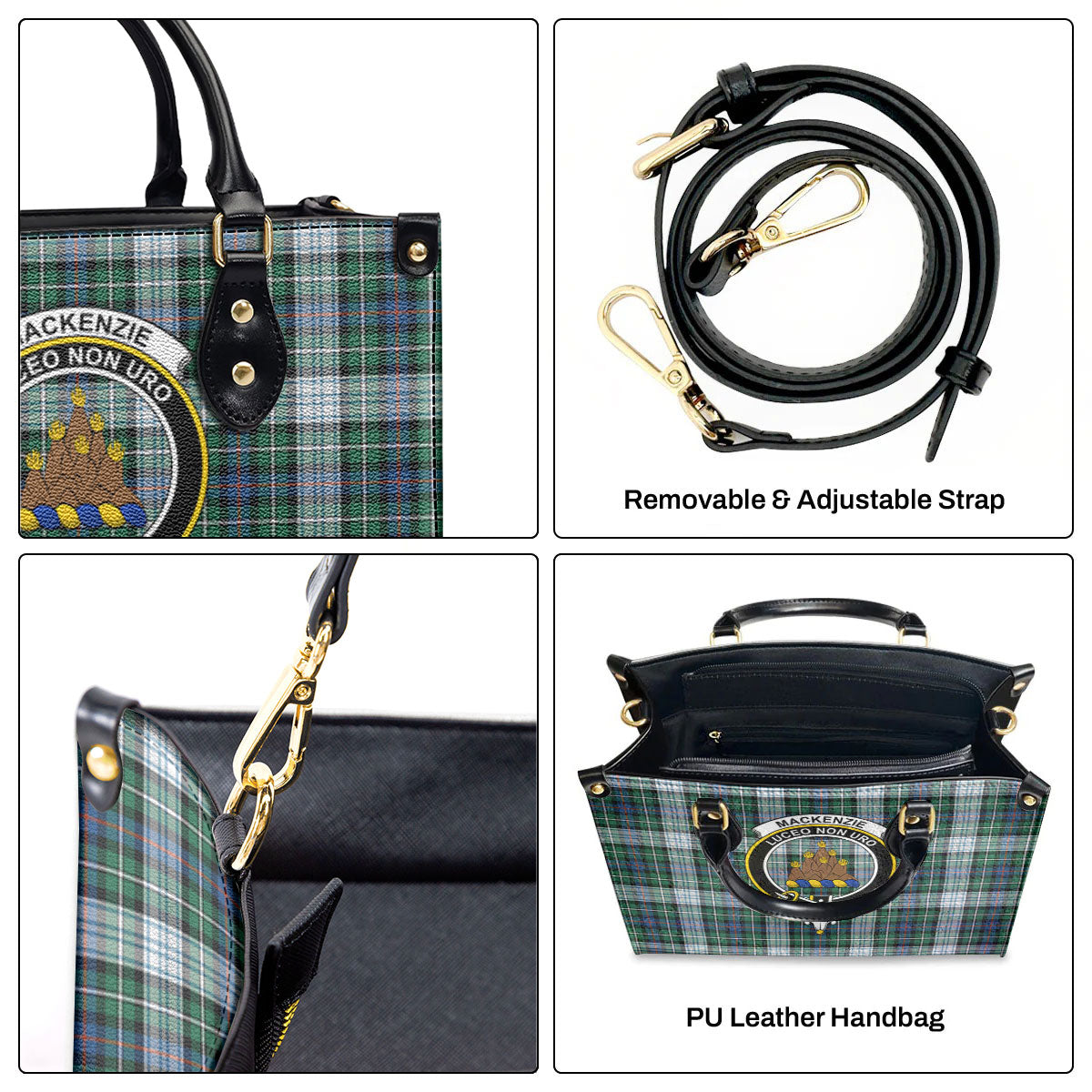 MacKenzie Dress Ancient Tartan Crest Leather Handbag