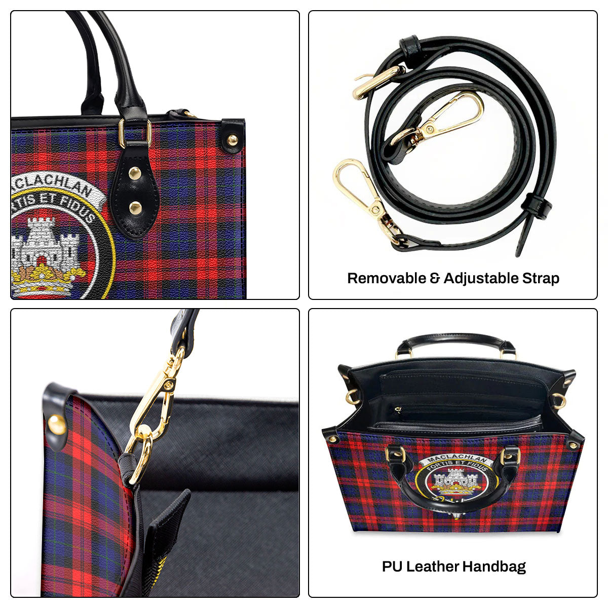 MacLachlan Modern Tartan Crest Leather Handbag