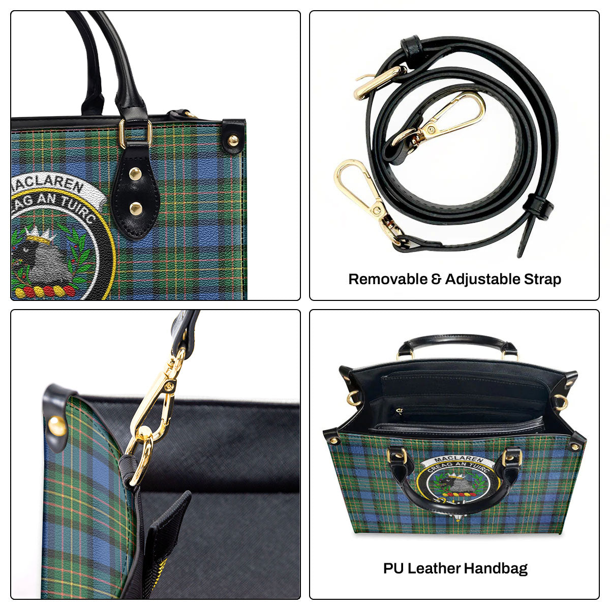 MacLaren Ancient Tartan Crest Leather Handbag