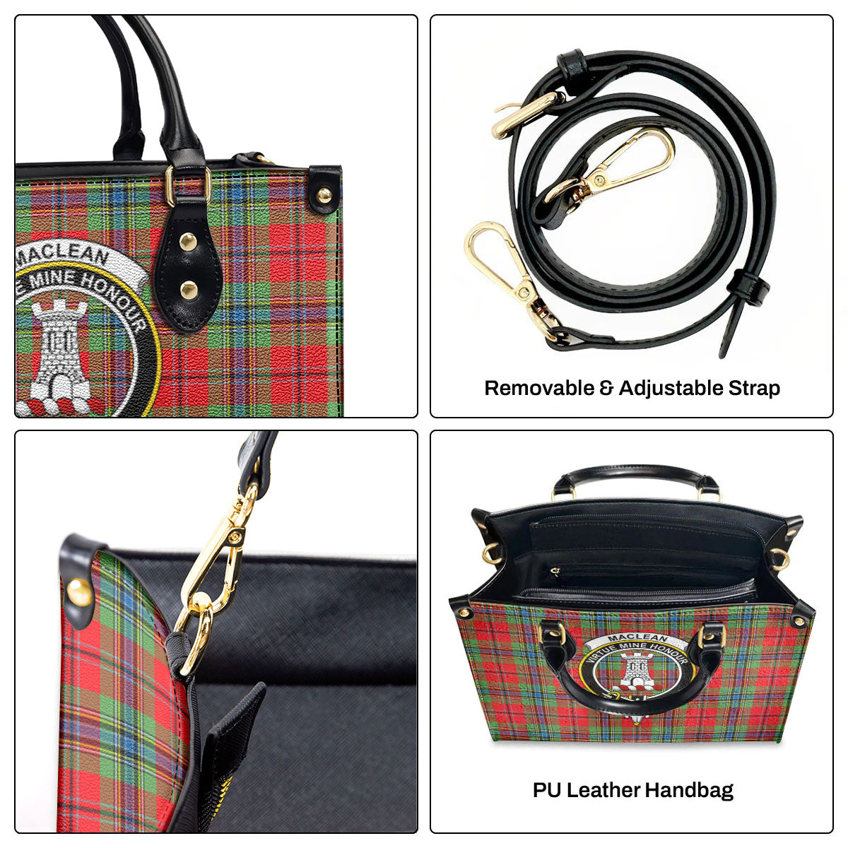 MacLean of Duart Modern Tartan Crest Leather Handbag