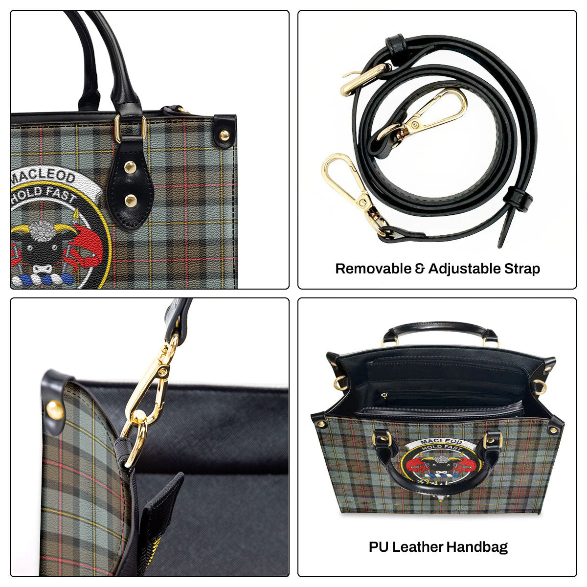 MacLeod of Harris Weathered Tartan Crest Leather Handbag