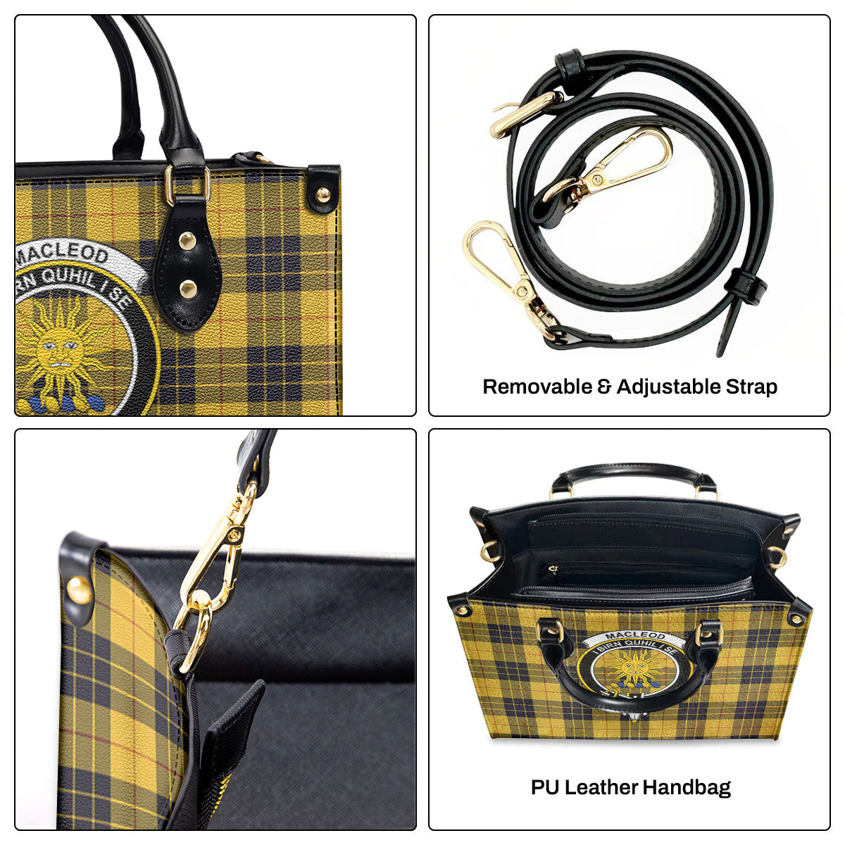 MacLeod of Lewis Ancient Tartan Crest Leather Handbag