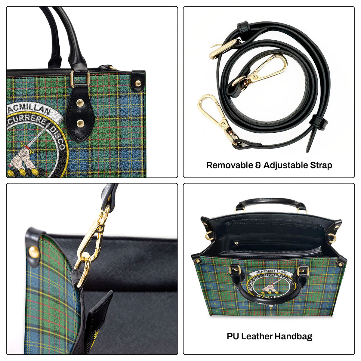 MacMillan Hunting Ancient Tartan Crest Leather Handbag