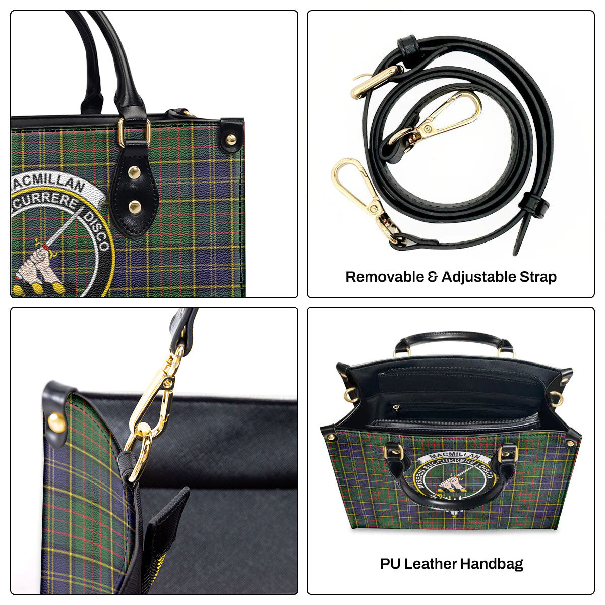 MacMillan Hunting Modern Tartan Crest Leather Handbag