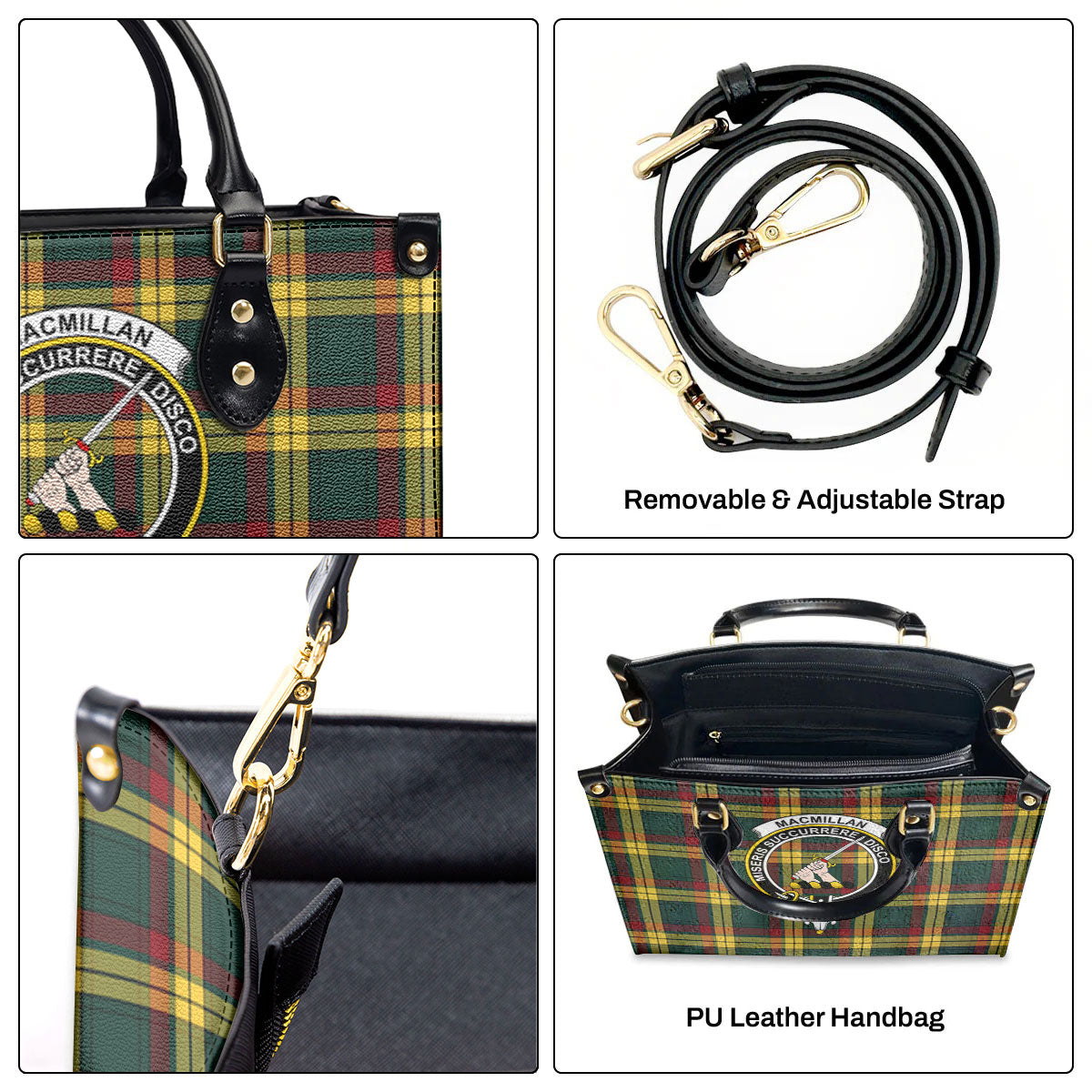 MacMillan Old Modern Tartan Crest Leather Handbag