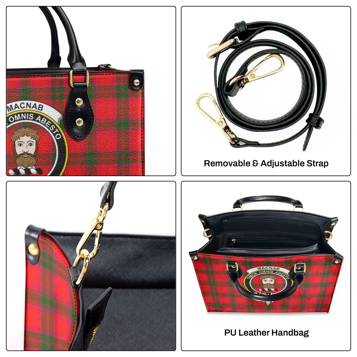 MacNab Modern Tartan Crest Leather Handbag