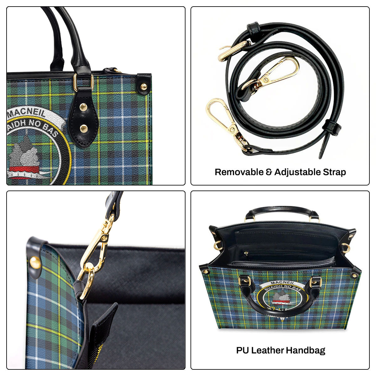 MacNeil of Barra Ancient Tartan Crest Leather Handbag