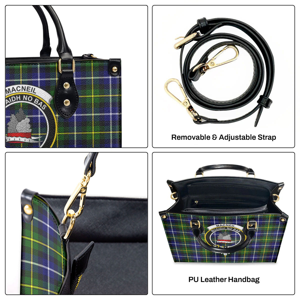 MacNeil of Barra Modern Tartan Crest Leather Handbag