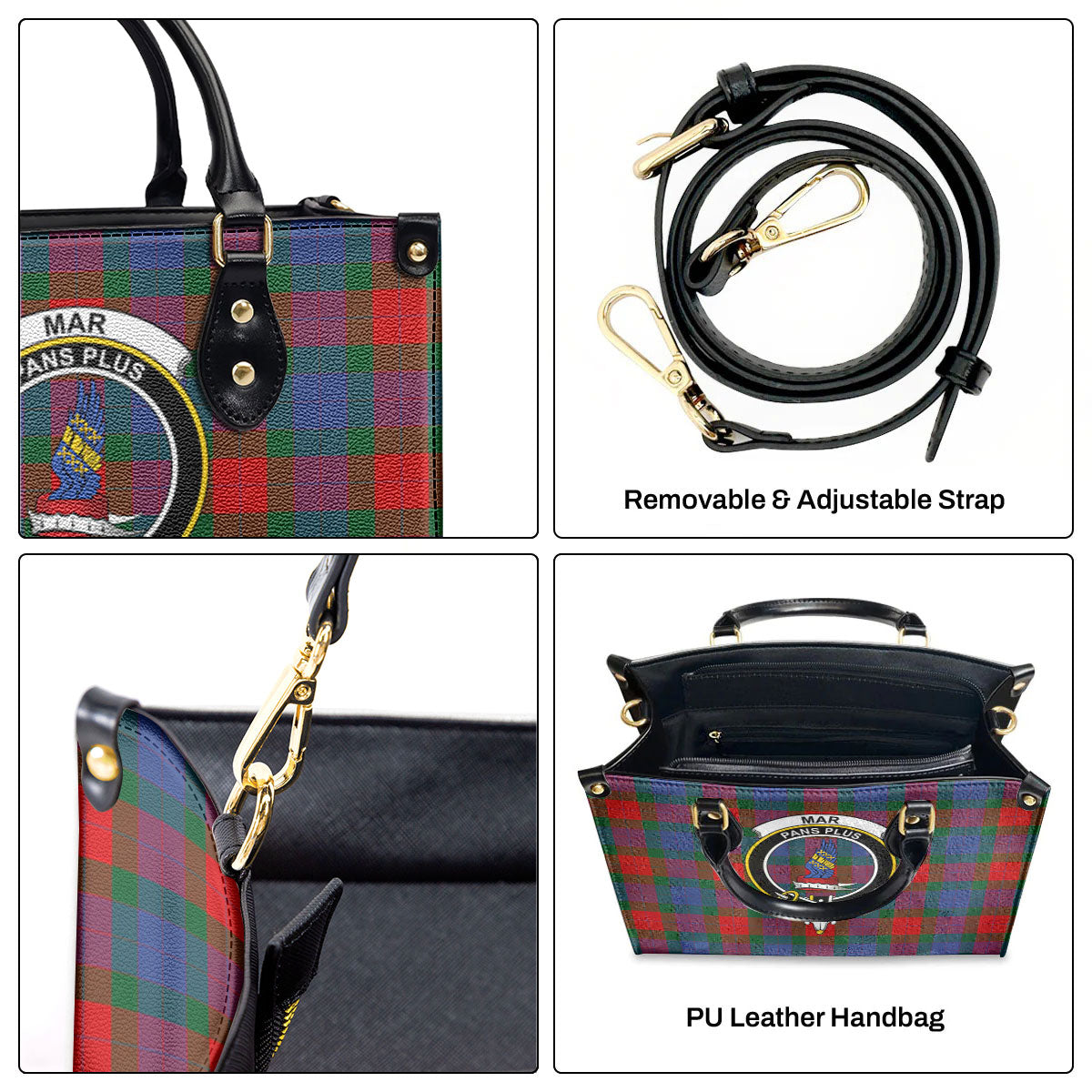 Mar Tartan Crest Leather Handbag