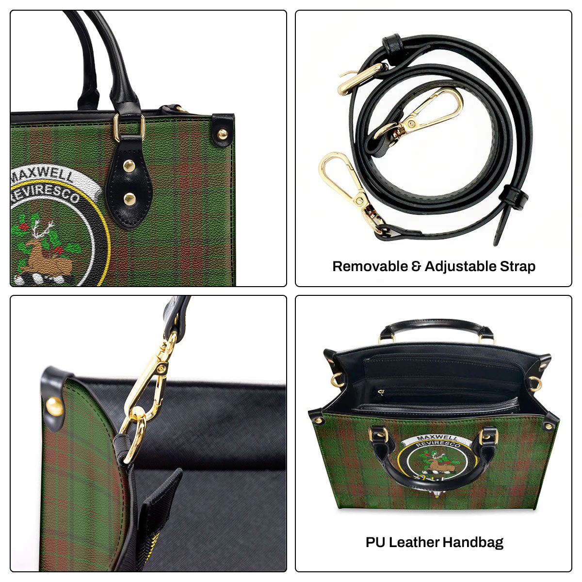 Maxwell Hunting Tartan Crest Leather Handbag