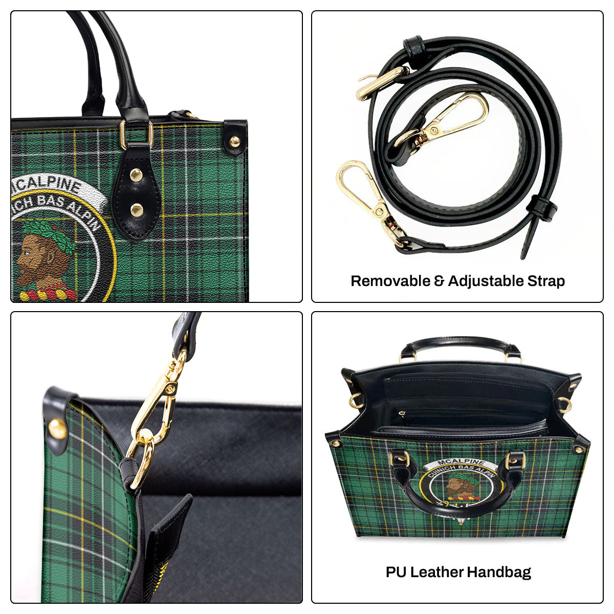 McAlpine Ancient Tartan Crest Leather Handbag