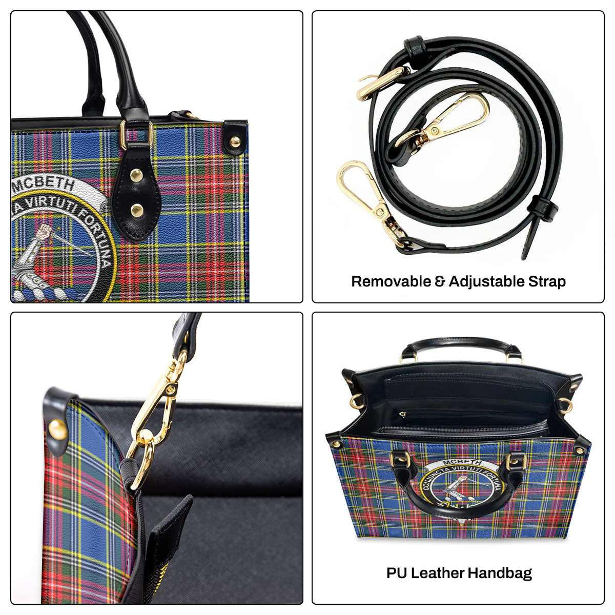 McBeth Modern Tartan Crest Leather Handbag