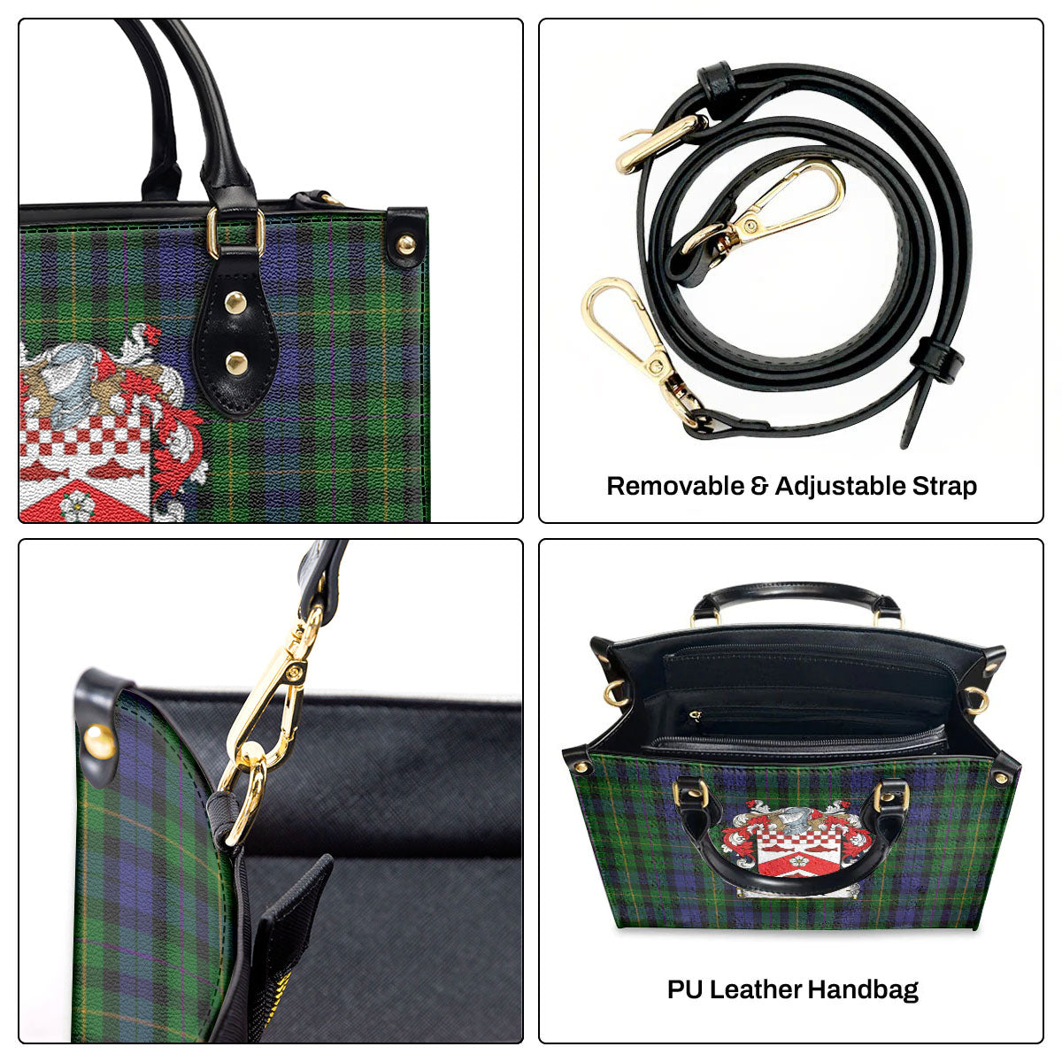 McBride Tartan Coat of Arms Leather Handbag