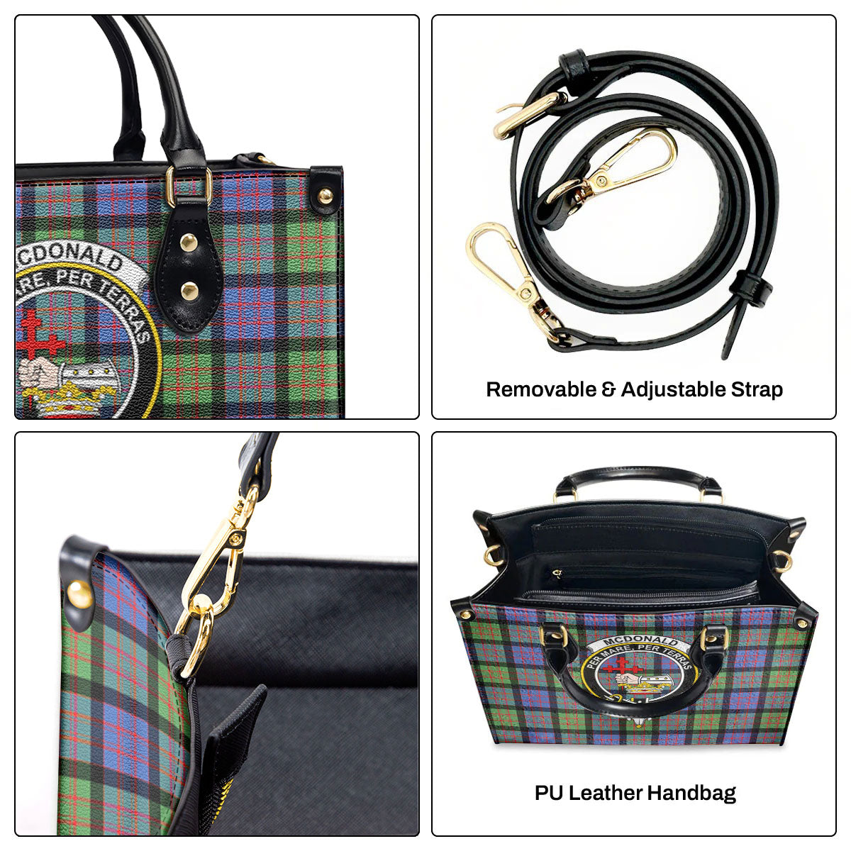 McDonald Ancient Tartan Crest Leather Handbag