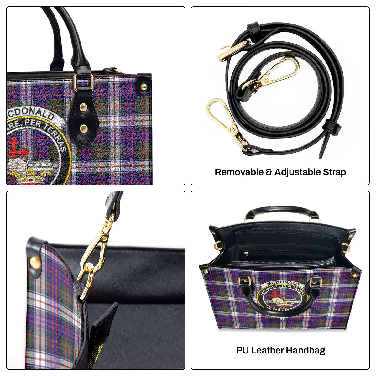 McDonald Dress Modern Tartan Crest Leather Handbag