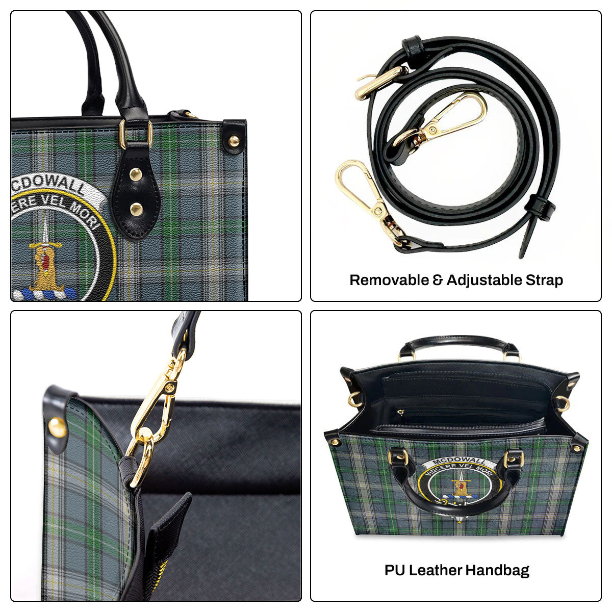 McDowall Tartan Crest Leather Handbag