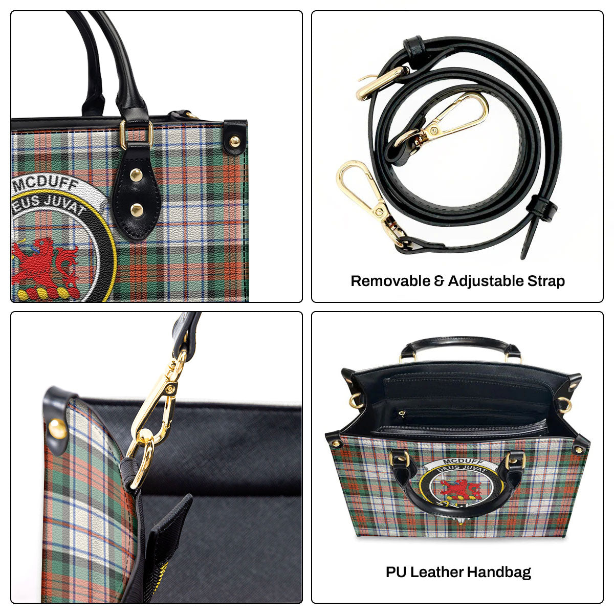 McDuff Dress Ancient Tartan Crest Leather Handbag