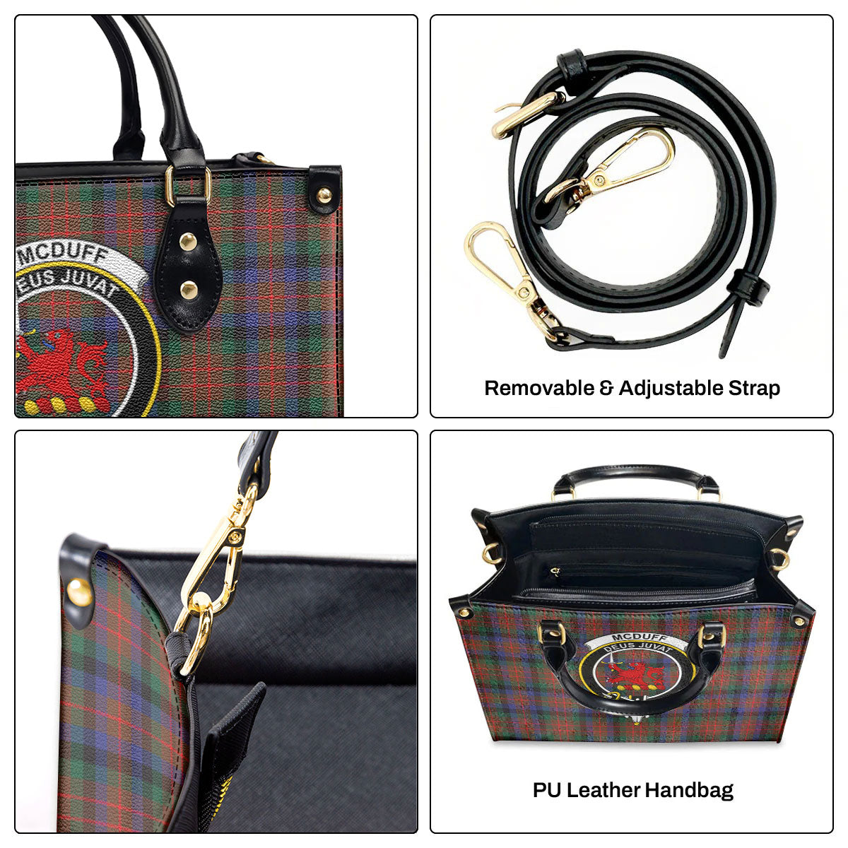 McDuff Hunting Modern Tartan Crest Leather Handbag