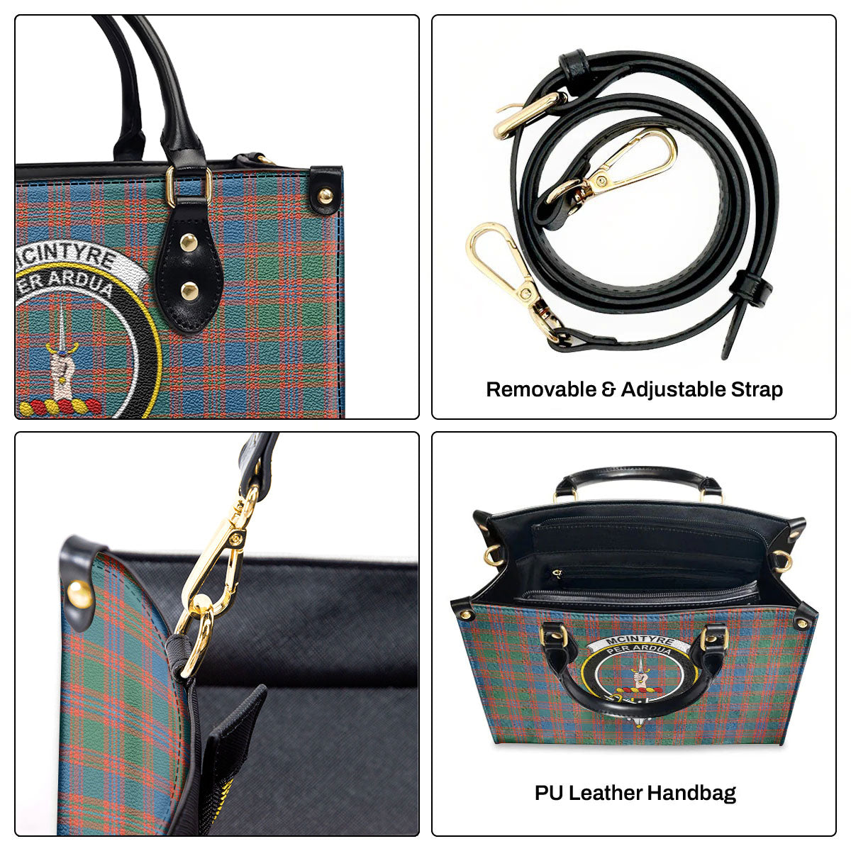 McIntyre Ancient Tartan Crest Leather Handbag