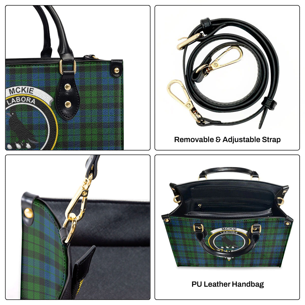 McKie Tartan Crest Leather Handbag