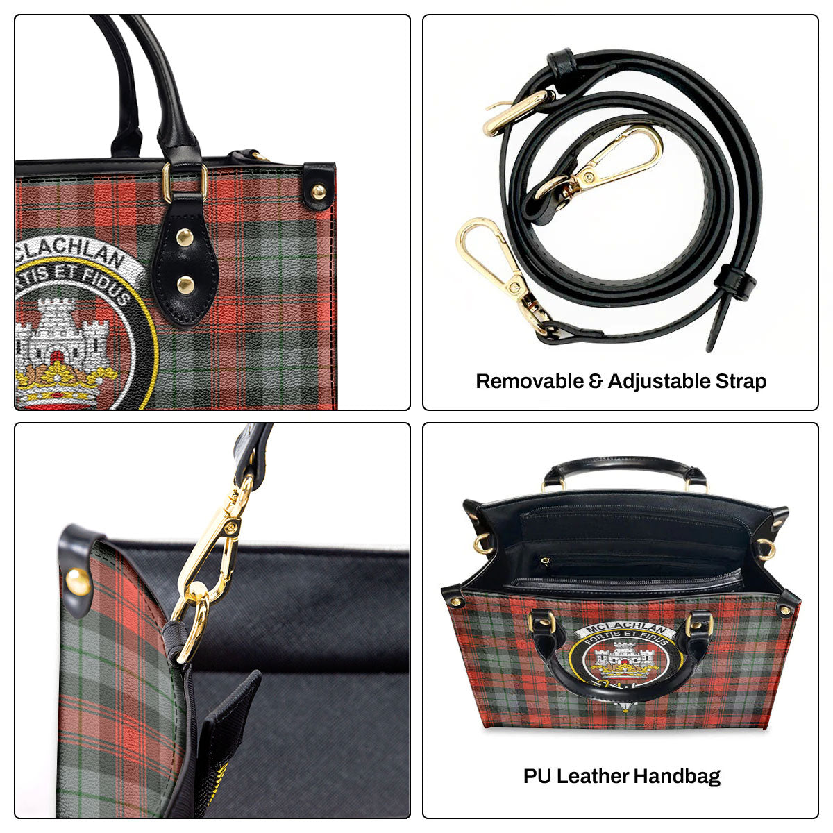 McLachlan Weathered Tartan Crest Leather Handbag