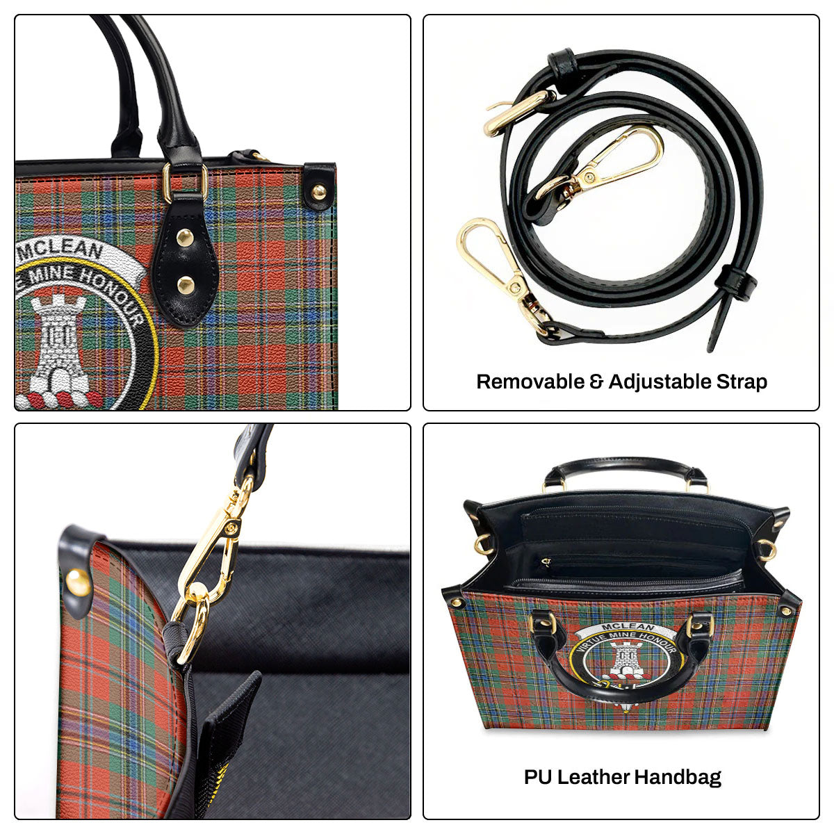 McLean of Duart Ancient Tartan Crest Leather Handbag