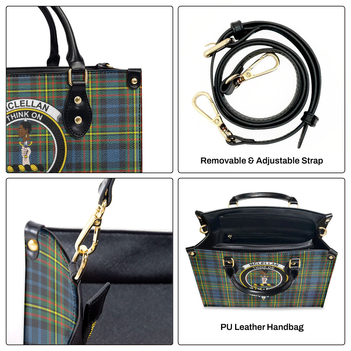 McLellan Ancient Tartan Crest Leather Handbag