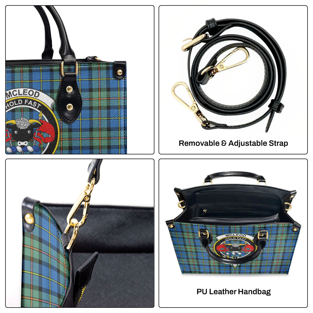 McLeod of Harris Ancient Tartan Crest Leather Handbag