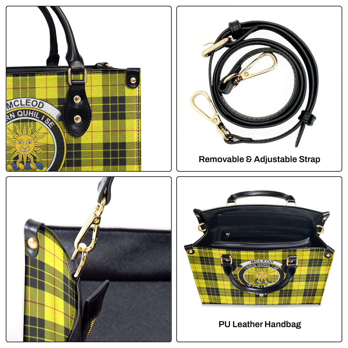 McLeod of Lewis Modern Tartan Crest Leather Handbag