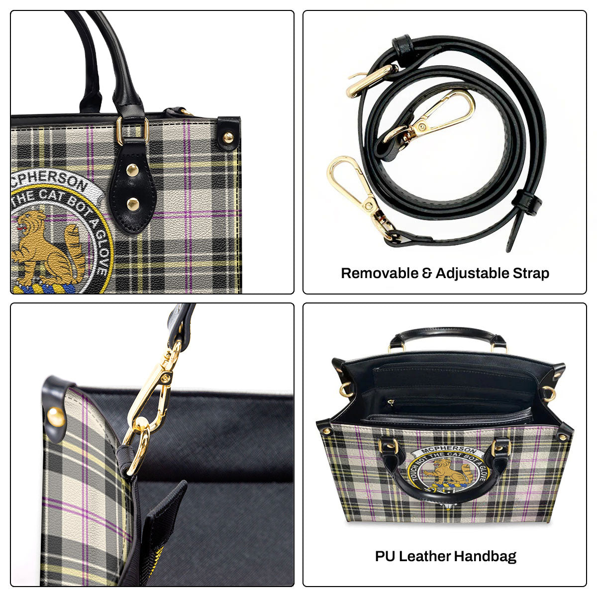 McPherson Dress Ancient Tartan Crest Leather Handbag