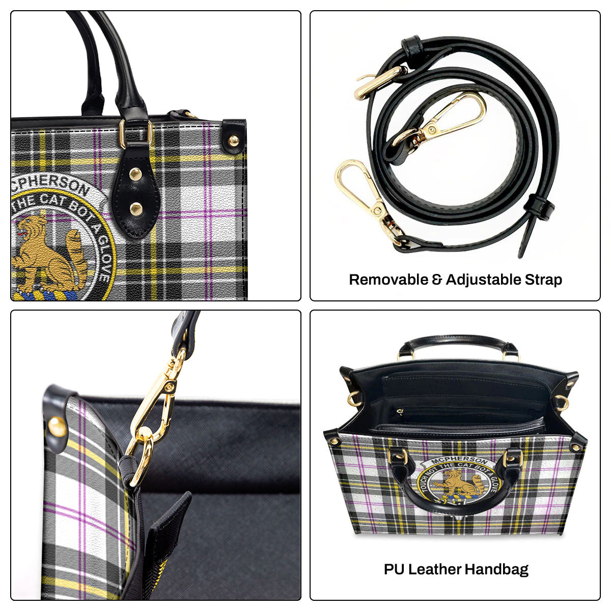 McPherson Dress Modern Tartan Crest Leather Handbag