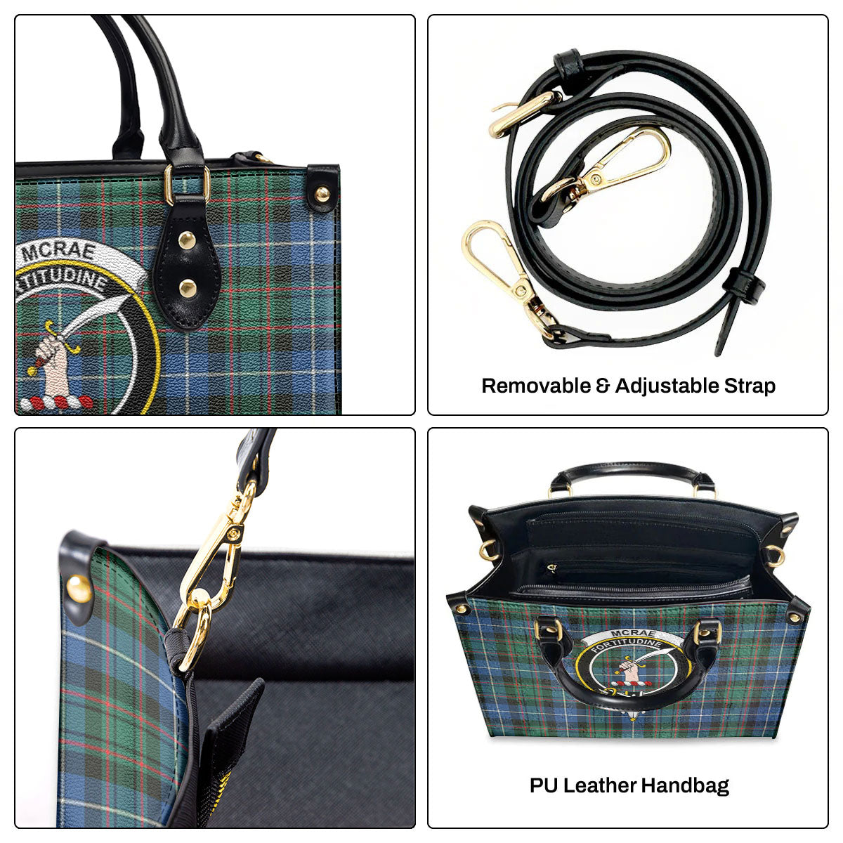 McRae Hunting Ancient Tartan Crest Leather Handbag