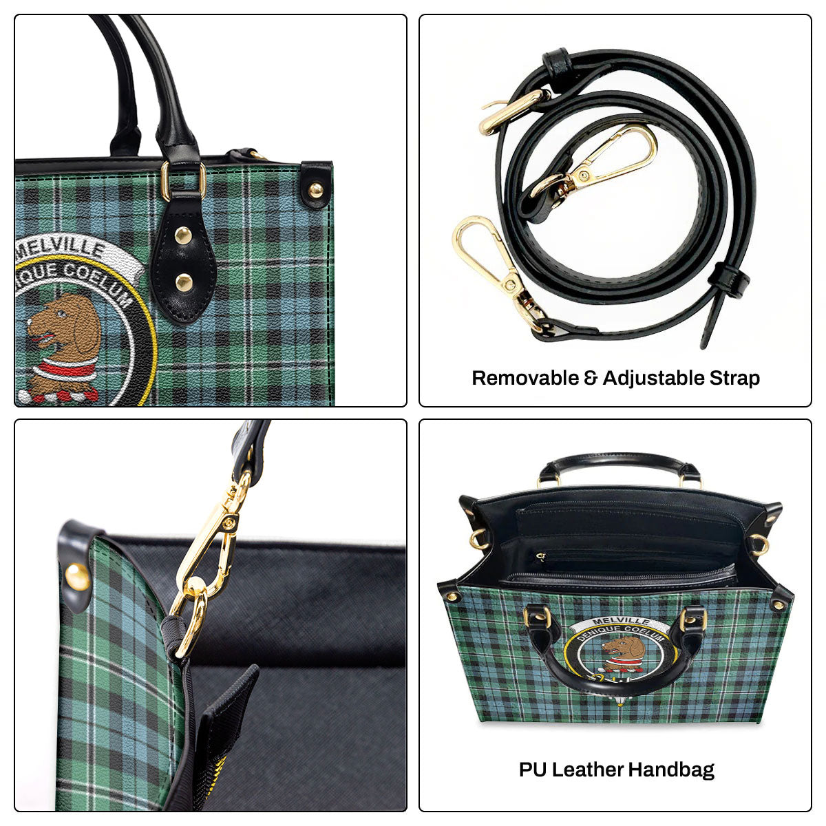 Melville Tartan Crest Leather Handbag