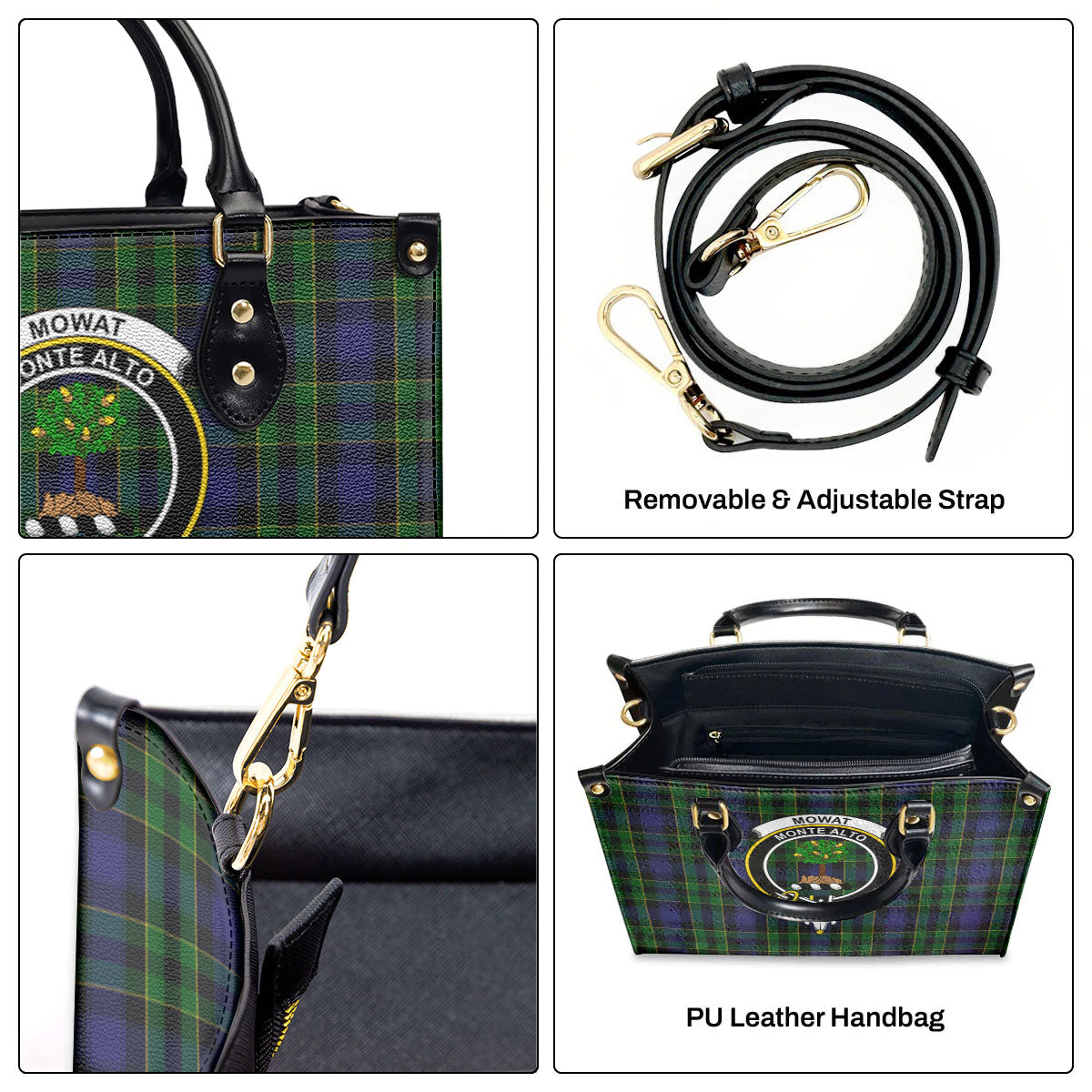 Mowat Modern Tartan Crest Leather Handbag