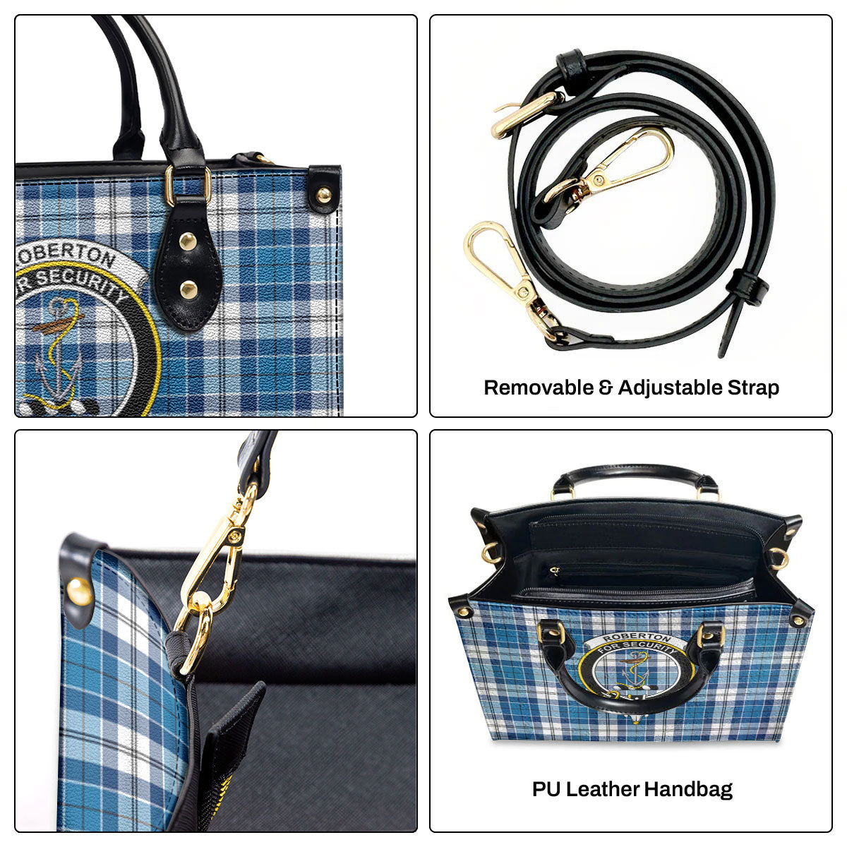 Roberton Tartan Crest Leather Handbag