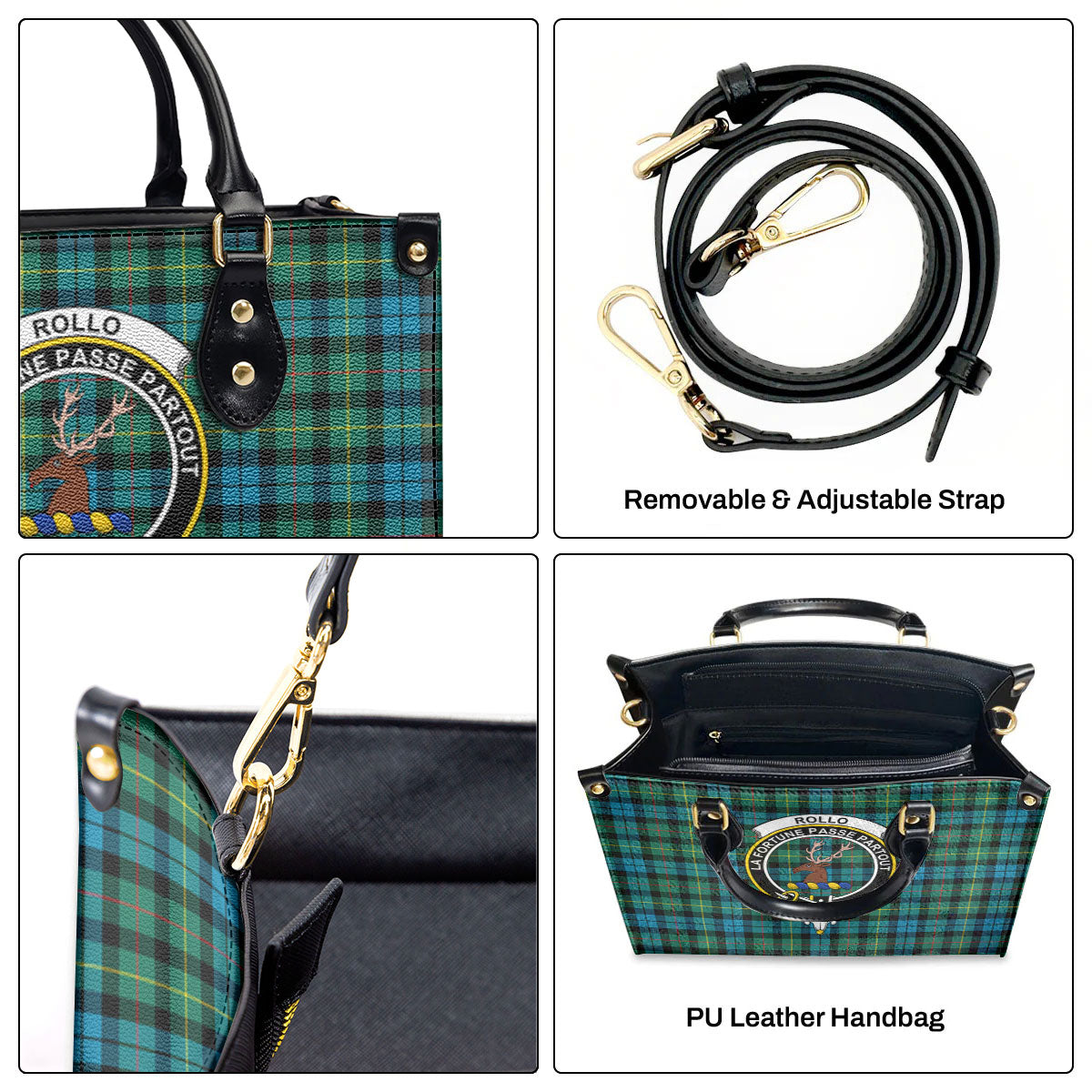 Rollo Ancient Tartan Crest Leather Handbag