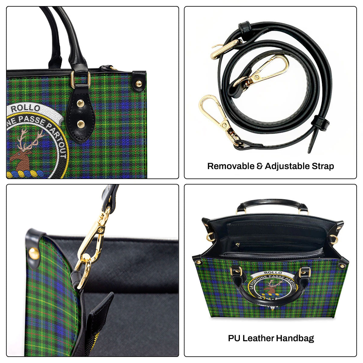 Rollo Modern Tartan Crest Leather Handbag