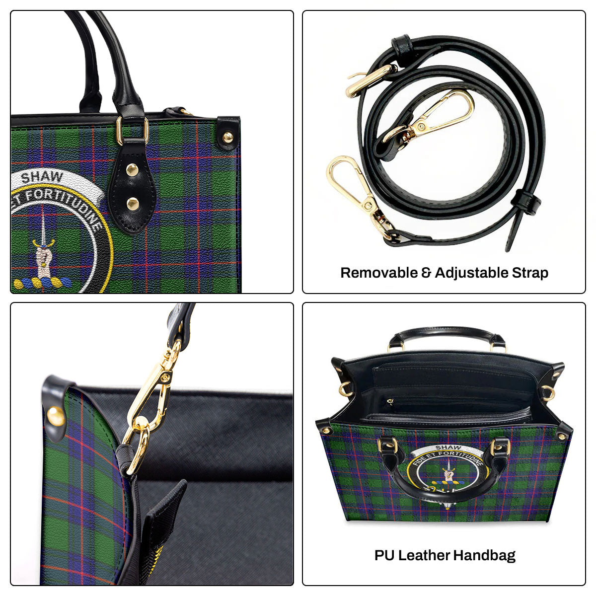 Shaw Modern Tartan Crest Leather Handbag