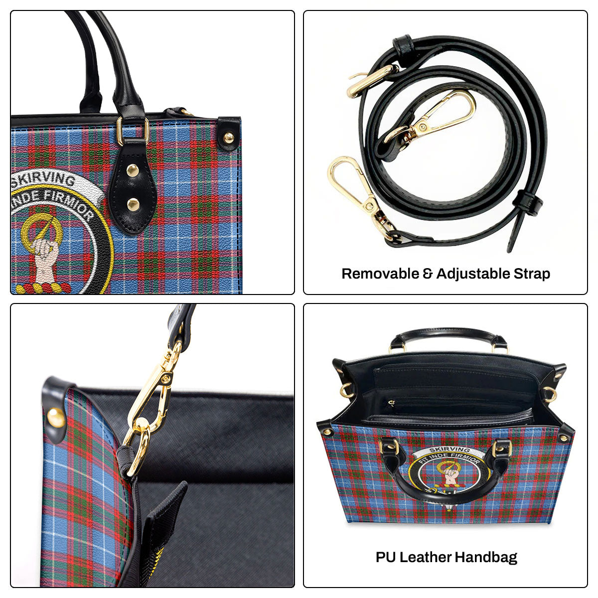 Skirving Tartan Crest Leather Handbag