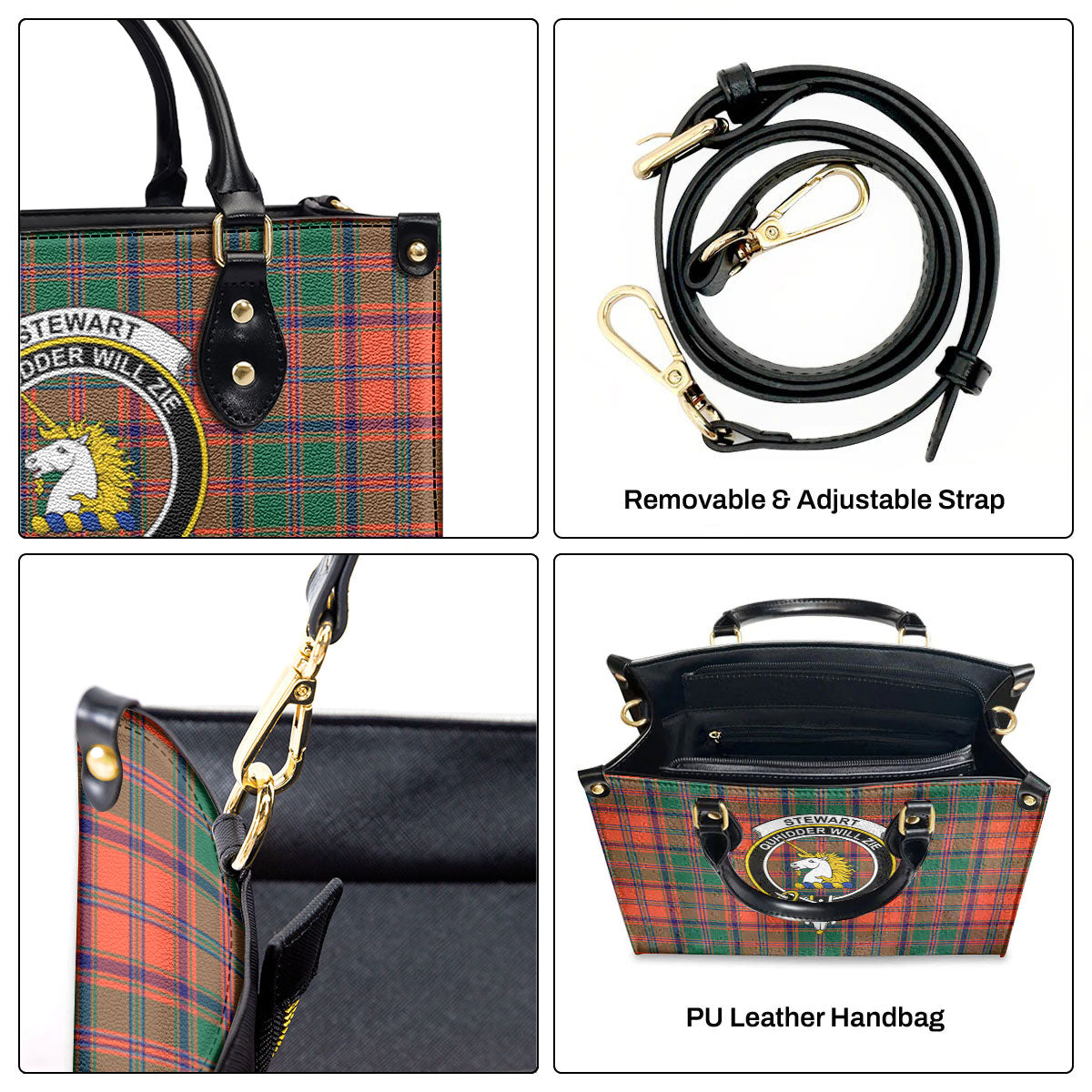 Stewart of Appin Ancient Tartan Crest Leather Handbag