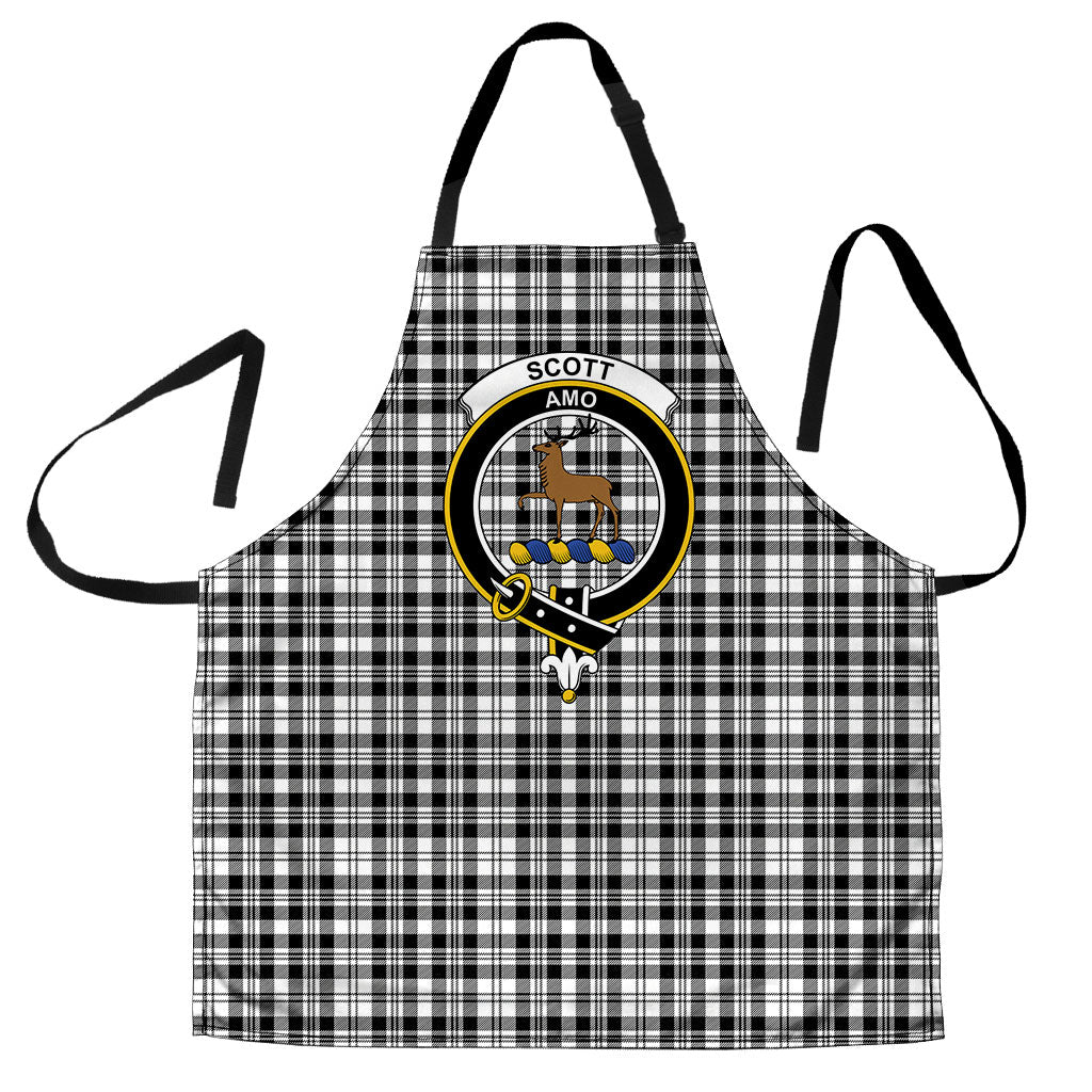 Scott Black & White Modern Tartan Crest Apron