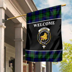 Campbell Modern Tartan Crest Black Garden Flag