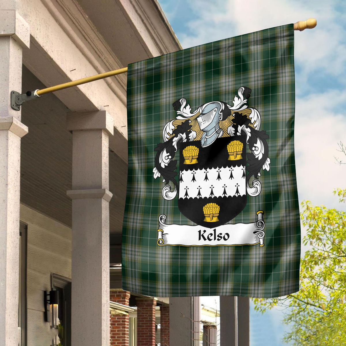 Kelso Tartan Crest Garden Flag